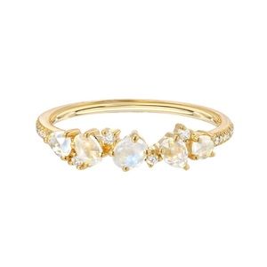 14k Yellow Gold Diamond and Moonstone Ring